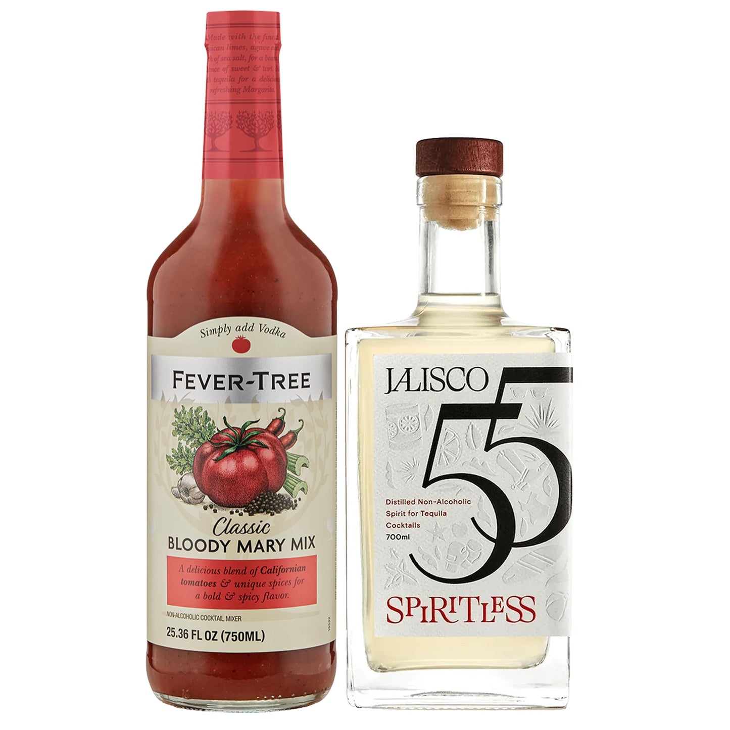 Spiritless Jalisco 55 Distilled Non-Alcoholic Tequila Bundle with Bloody Mary Mix - Bloody Maria - Premium Zero-Proof Liquor Spirits for a Refreshing Experience