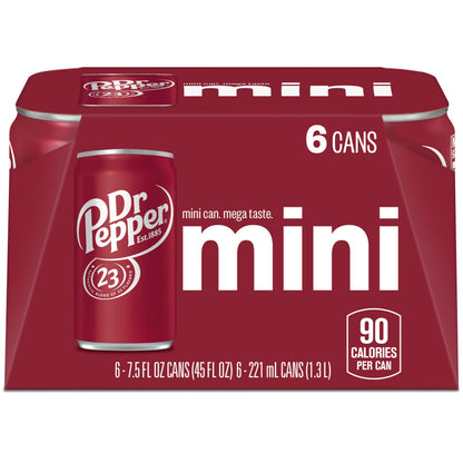 DR PEPPER - MINI CANS, 7.5 OZ, 6 PK