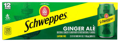 Schweppes Ginger Ale Soda, 12 fl oz cans, 12 pack