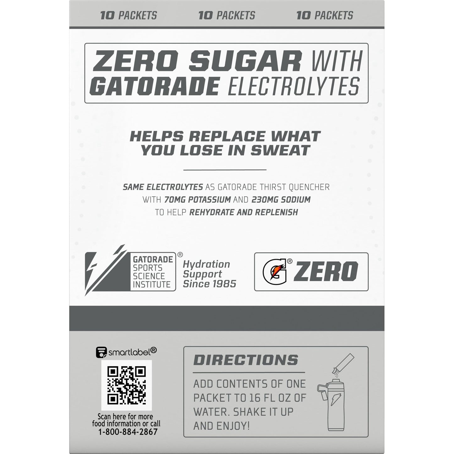 Gatorade G Zero Powder Packets Glacier Cherry 1.08oz 10ct