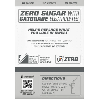 Gatorade G Zero Powder Packets Glacier Cherry 1.08oz 10ct