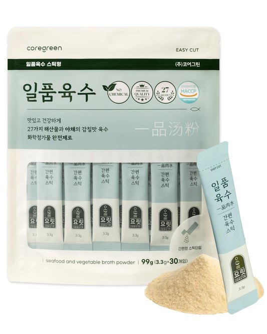 Yorit Excellent Broth Powder, Premium-Quality Seafood and Vegetable Stock, Quick-Gourmet Dishes, No Chemicals, Powder Soup Base 요릿 일품육수(1 Pouch, Seafood and Vegetable)