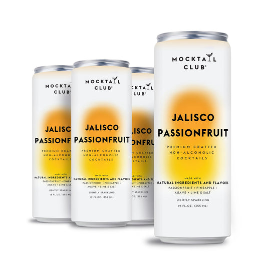 Mocktail Club Jalisco Passionfruit Sparkling Non-Alcoholic Cocktail 12oz (4pk), 80 Cals, Gluten-Free, No Artificial Ingredients, Zero Proof – with Passionfruit