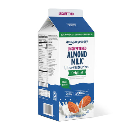 Amazon Grocery, Original Unsweetened Almond Milk, 64 Fl Oz