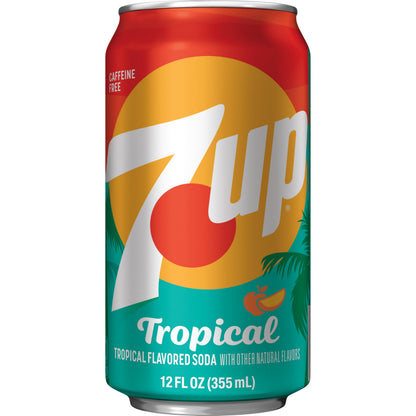 7UP Tropical Soda, 12 fl oz cans, 12 pack