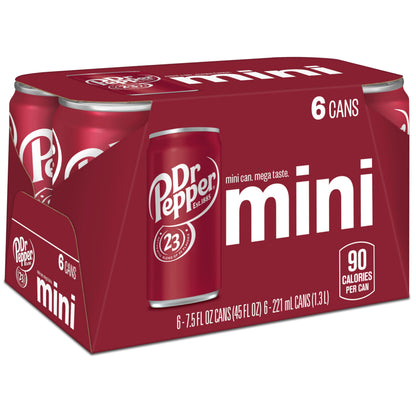 DR PEPPER - MINI CANS, 7.5 OZ, 6 PK