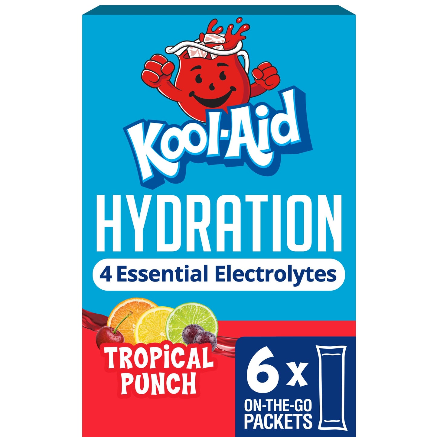 Kool-Aid Hydration Tropical Punch Artificially Flavored Drink Mix, 6 ct On-the-Go-Packets, 1.32 oz Box