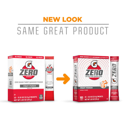 Gatorade G Zero Sports Drink Mix Powder Packets, Fruit Punch, Electrolyte Powder Drink Mix for Hydration, Zero Sugar, Total 120 Packets