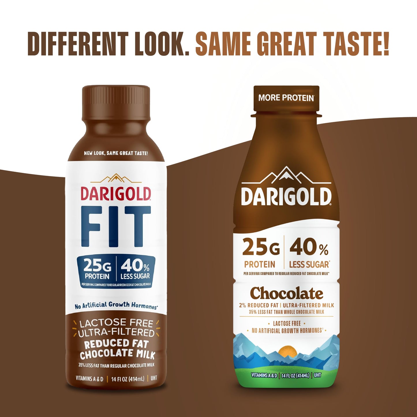Darigold FIT High Protein Milk 2 Percent - Ultra-Filtered, Low Fat, Lactose Free - 25g Protein, 40% Less Sugar - 14oz Bottles, 12 Pack (Chocolate Milk)