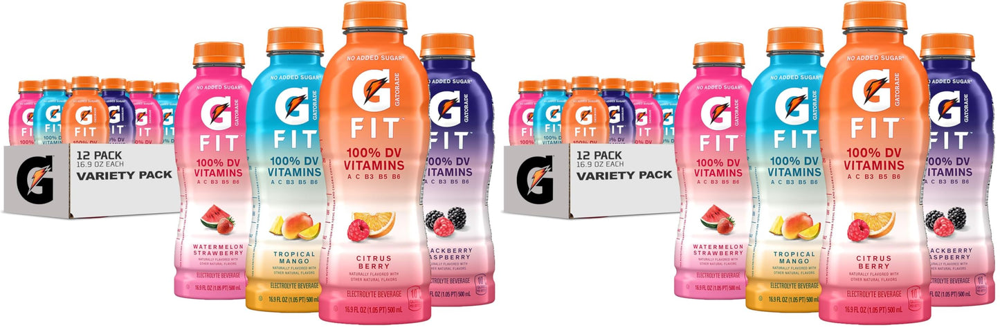 Gatorade Fit Electrolyte Beverage,Healthy Real Hydration,New 2.0 4 Flavor Variety Pack,16.9.oz Bottles,(Pack of 24)