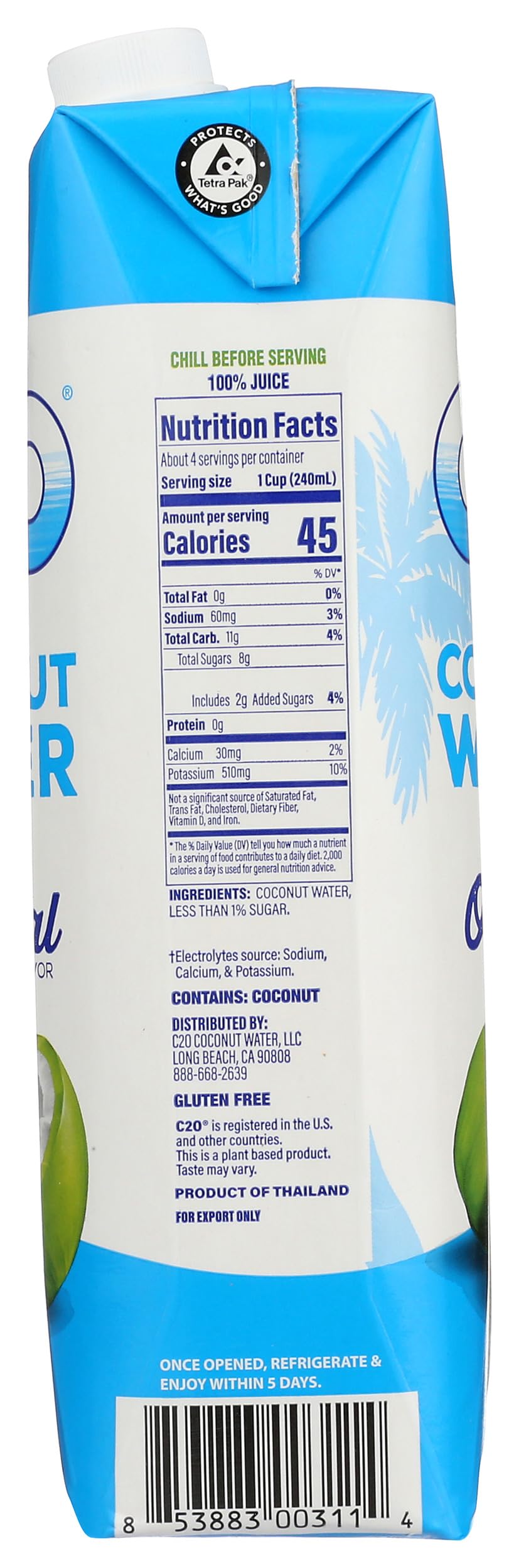 C2O Pure Coconut Water, 33.8 oz