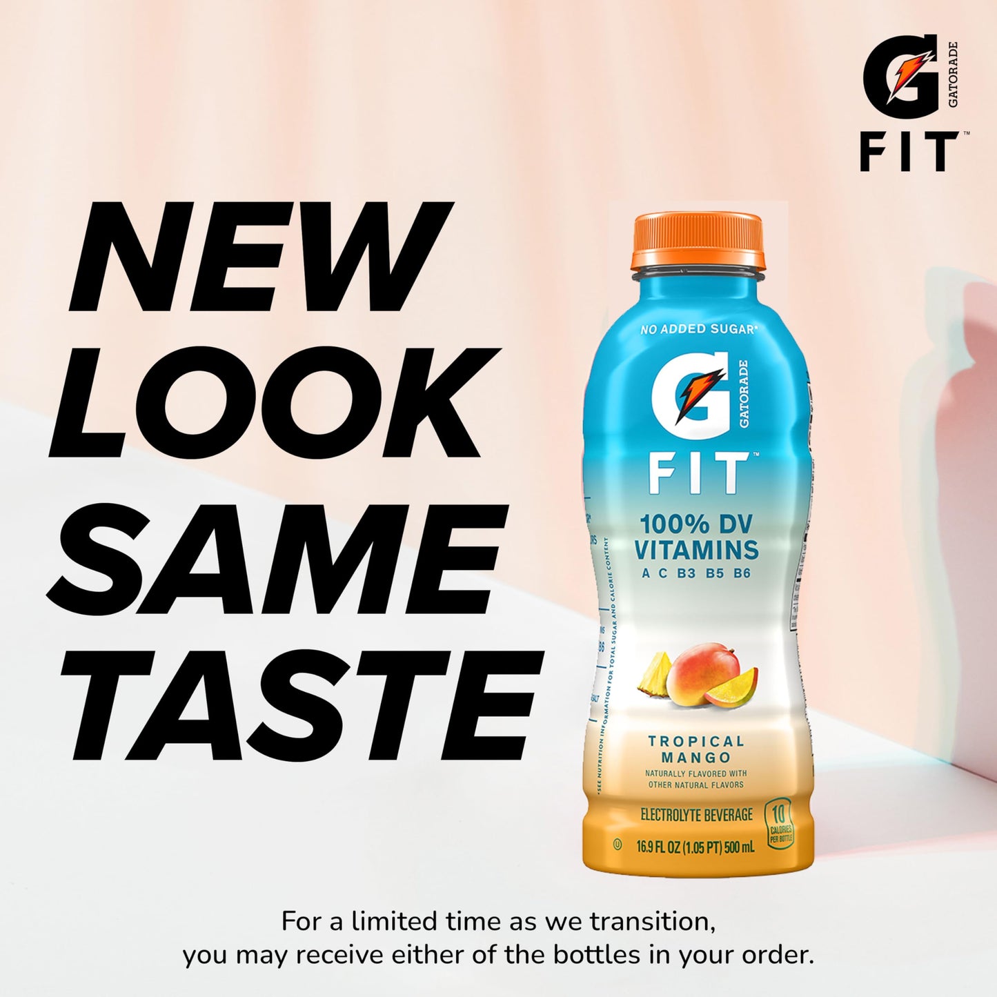 Gatorade Fit Electrolyte Beverage,Healthy Real Hydration,Tropical Mango,16.9.oz Bottles,(Pack of 24)