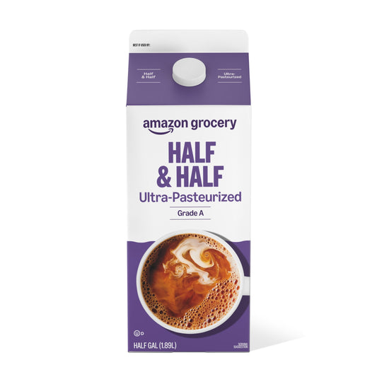 Amazon Grocery, Half & Half, Ultra Pasteurized, 64 Fl Oz
