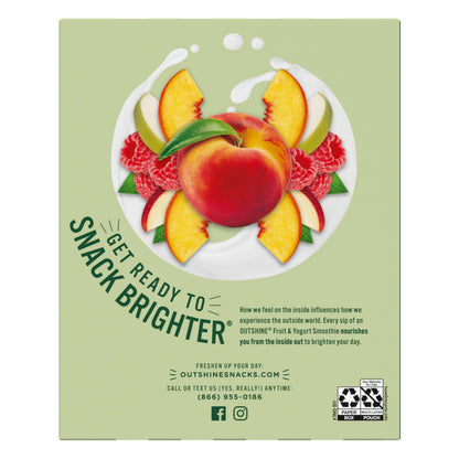 Outshine Fruit & Yogurt Smoothie Peach Raspberry, Smoothie Pouch, On The Go Snack, 4Pk 14 oz