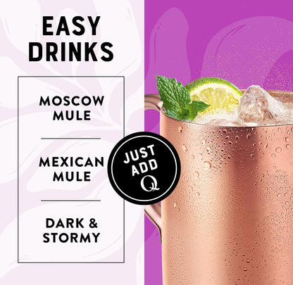 Q LIGHT GINGER BEER with Real Ginger & Organic Agave - Ideal for Cocktails & Mocktails - Made with Real Ingredients, Perfectly Carbonated, & Less Sweet - 40 Calories per Can - 7.5 Fl oz (Pack of 24)