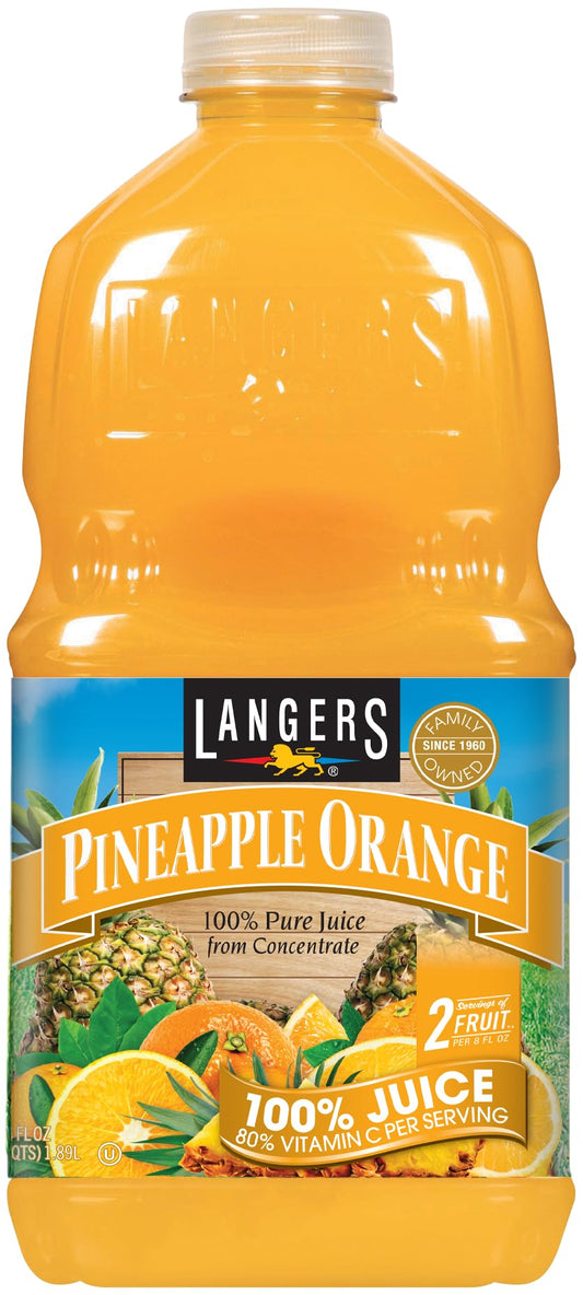 Langers Pineapple Orange 100% Juice, 64 fl oz (Pack of 8)