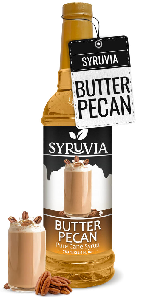 Syruvia Coffee Syrup, Butter Pecan Flavored Syrup for Drinks, Lattes, and Desserts – 25.4 fl oz