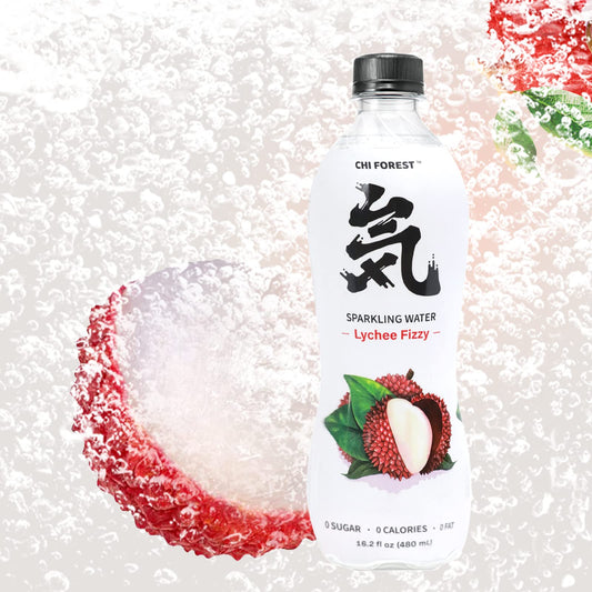 CHI FOREST Sparkling Water, Lychee Fizzy Flavored Bubbly Sparling Water in Bottle, 0 Sugar and 0 Calories Carbonated Water, 16.2 Fl oz(480ml), Pack of 15