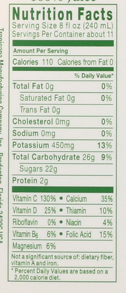Tropicana, Orange Juice with Calcium + Vitamin D, No Pulp, 89 fl oz. bottle