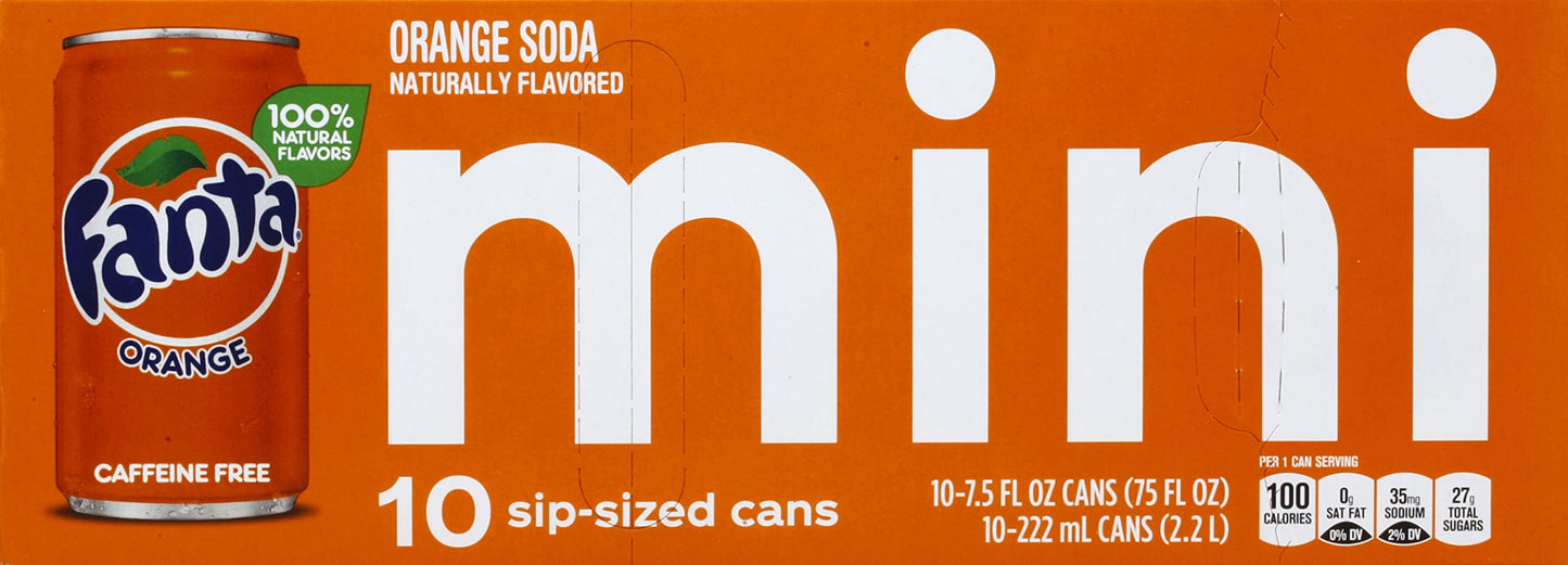 Fanta Orange Soda Can, 7.5 fl oz, 10 Pack