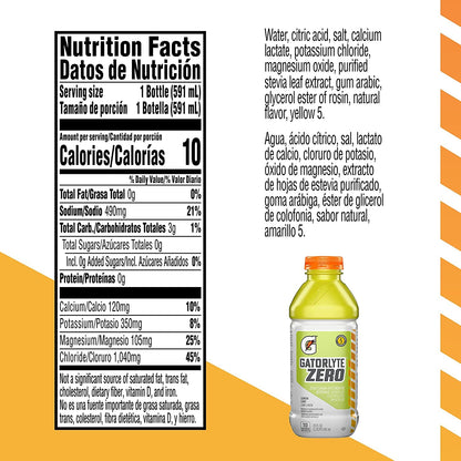 Gatorlyte Zero Lemon Lime 20oz