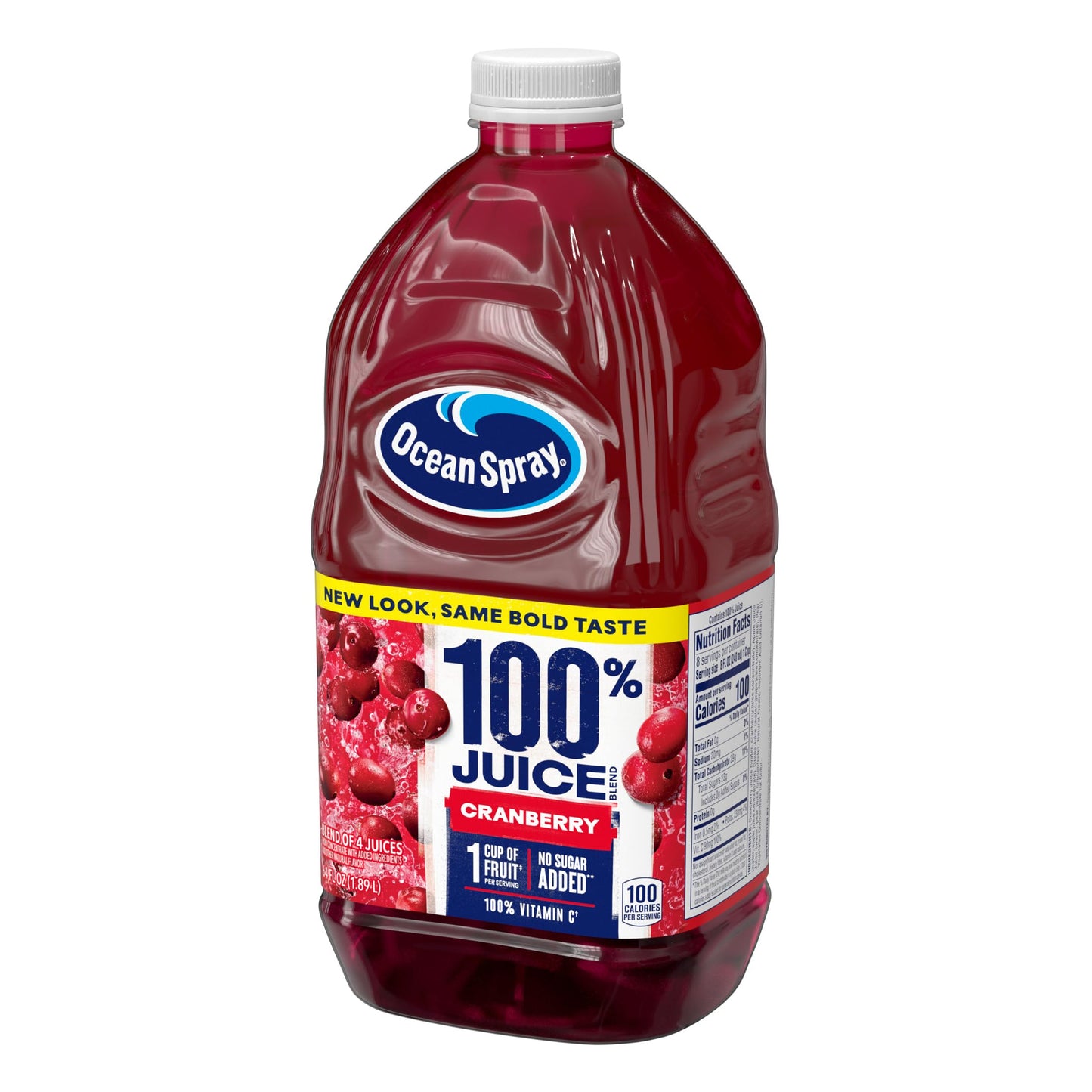Ocean Spray® 100% Juice, Cranberry, 64 Fl Oz Bottle (Pack of 8)