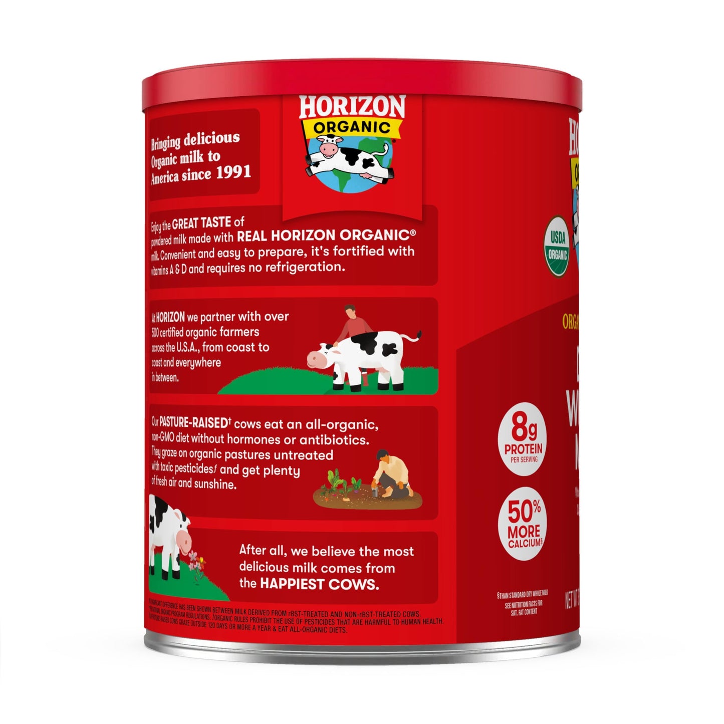 Horizon Organic Instant Dry Whole Milk Powder, 30.6 oz, USDA Organic, Non-GMO, Shelf Stable, Great for Baking, Cooking, Beverages, Emergency Storage, Pantry Essential