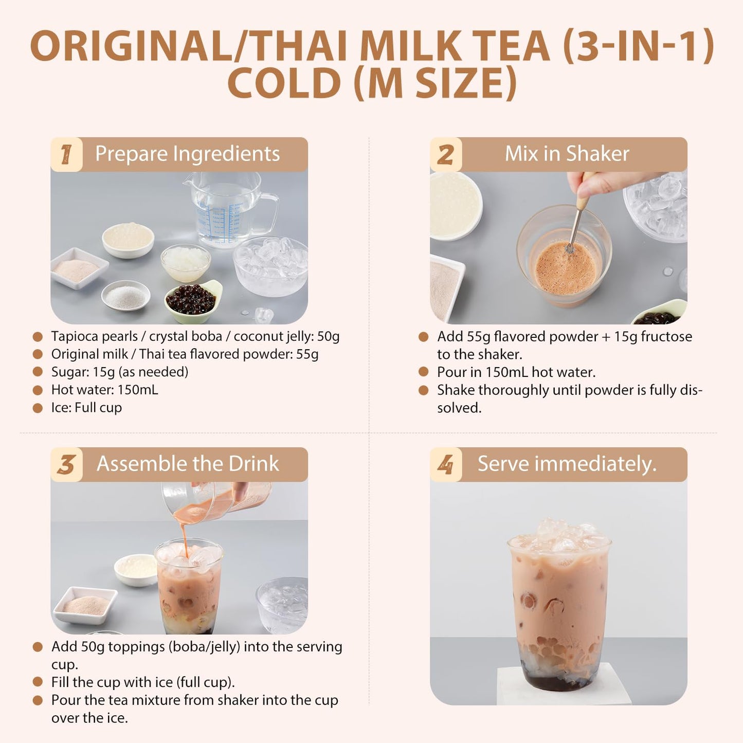 Soeos Milk Tea Flavored Powder (3-in-1), 2.2 lbs (1kg) – Instant Bubble Tea Mix with Creamer & Sugar, Easy to Prepare, Perfect for Boba Drinks & Desserts
