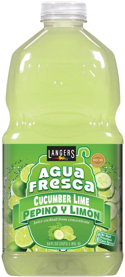 Langers Agua Fresca, Pepino y Limón (Cucumber Lime), 64 Fl Oz (Pack of 8)