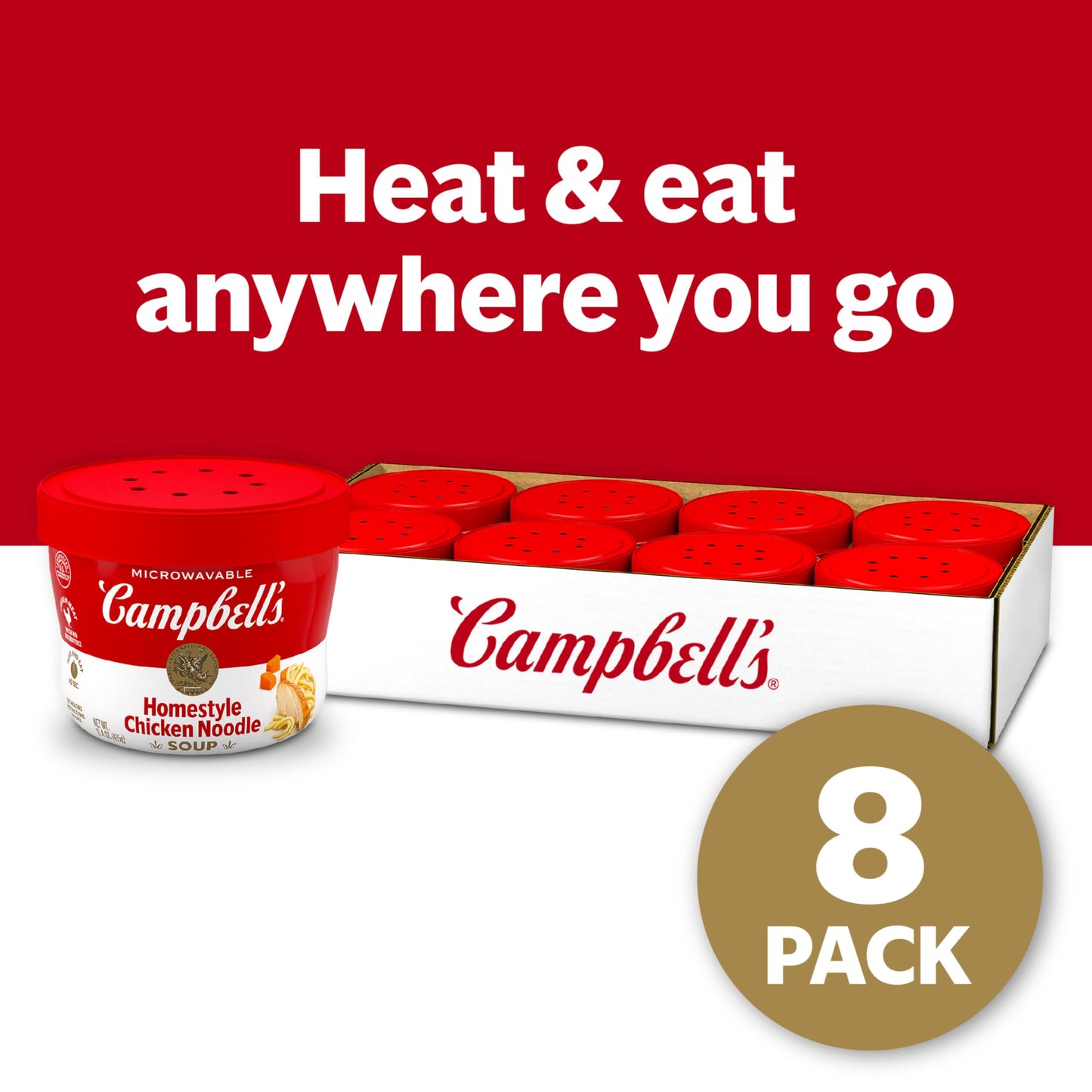 Campbell's Homestyle Chicken Noodle Soup, 15.4 Oz Microwavable Bowl (Case of 8)
