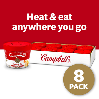 Campbell's Homestyle Chicken Noodle Soup, 15.4 Oz Microwavable Bowl (Case of 8)