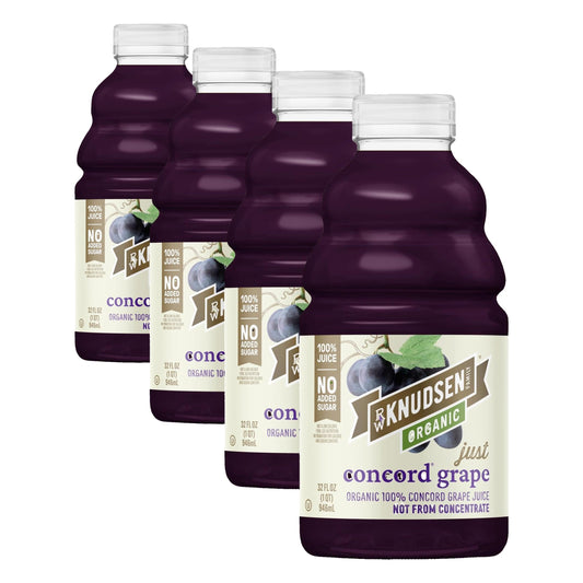 R.W. Knudsen Organic Just Concord Grape Juice, 32 fl oz (Pack of 4)