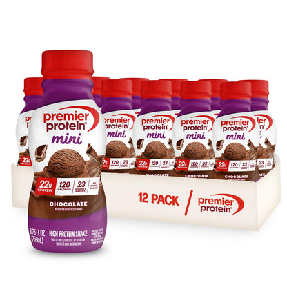 Premier Protein Shake MINIs, Chocolate, 22g Protein, 120 Calories, No Added Sugar, 8.75 fl oz, 12 Pack