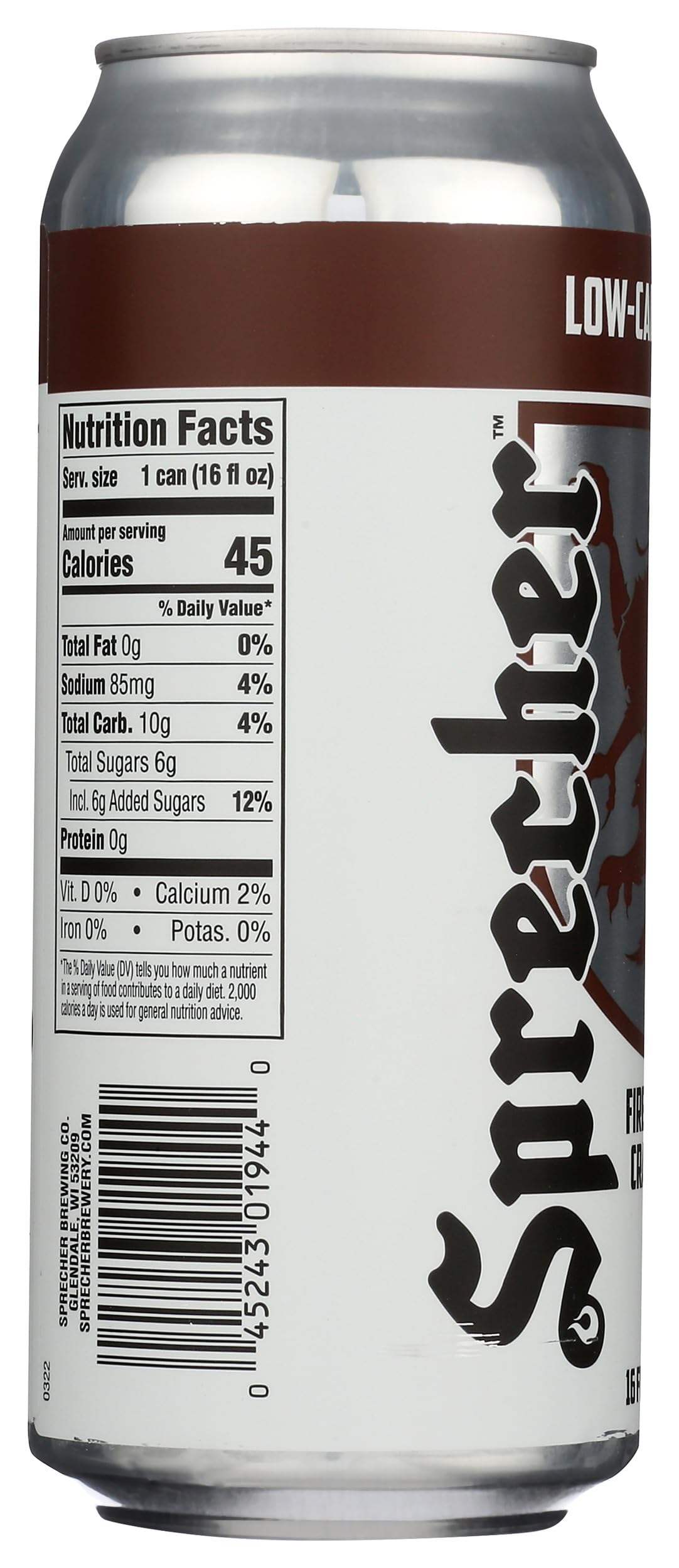 Sprecher Low-Cal Root Beer Soda, Kosher, Gluten Free, 16 Fluid Ounce (Pack of 12)