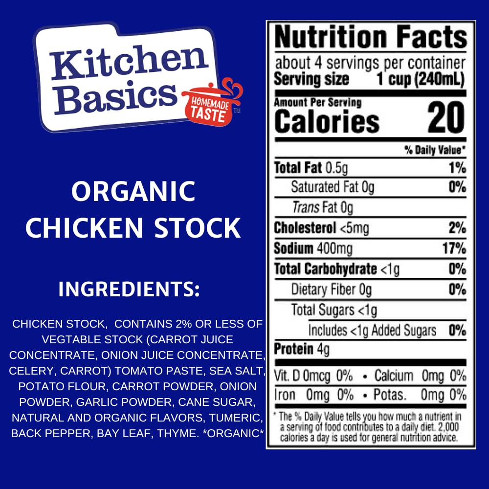 Kitchen Basics Organic Free Range Chicken Stock, 32 oz Carton