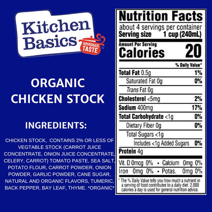 Kitchen Basics Organic Free Range Chicken Stock, 32 oz Carton