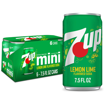 7UP Lemon Lime Soda, 7.5 Fl Oz Cans, 6 Pack