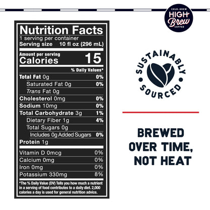 High Brew Coffee, Nitro Black, Cold Brew Coffee, Sugar Free, Dairy Free, 10 Fl Oz, Ready-To-Drink (Pack of 12)