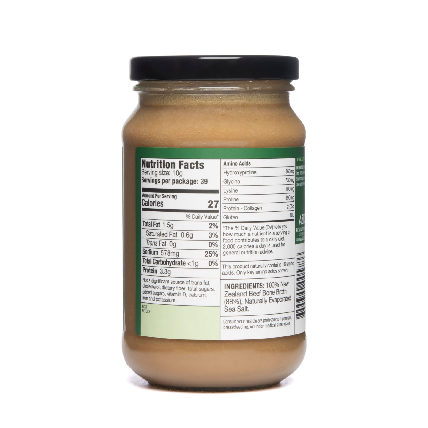 ABBCo Beef Bone Broth Concentrate, Made with New Zealand Beef, Halal, Savoury Cooking Stock Base for Soups, Gravies & Sauces, Just Add Hot Water.