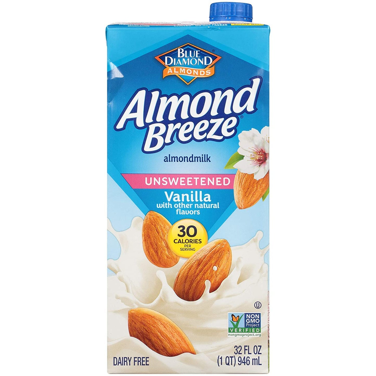 Almond Breeze Dairy Free Almondmilk, Unsweetened Vanilla, 32 Ounce (Pack of 6)