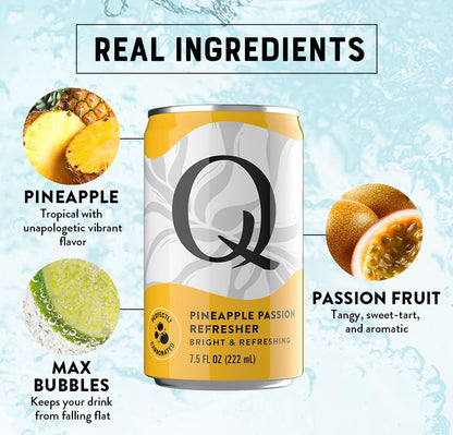 Q MIXERS Refreshers Sparkling Hydration Beverage Variety Pack (8PK) – 2 of Each Flavor: Pineapple Passion, Watermelon Lime, Raspberry Lemon & Peach Nectarine – Electrolytes + Vitamins, Mocktail & Cocktail Mixer - 7.5oz per Can