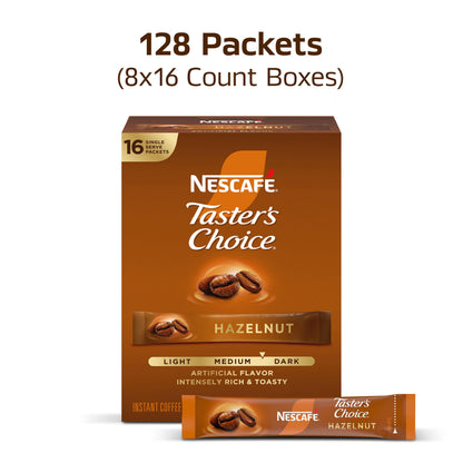 Nescafe Taster's Choice Instant Coffee Beverage, Hazelnut, 16 count (Pack of 16)