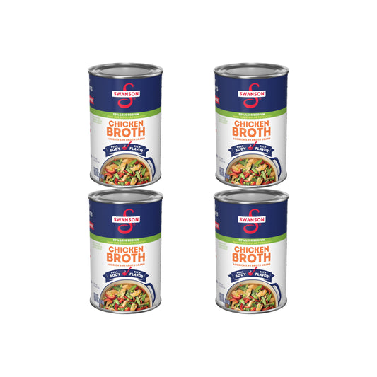 Swanson 33% Less Sodium Chicken Broth, 14.5 oz Can (Pack of 4)