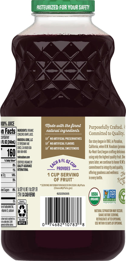 R.W. Knudsen Organic Just Concord Grape Juice, 32 fz