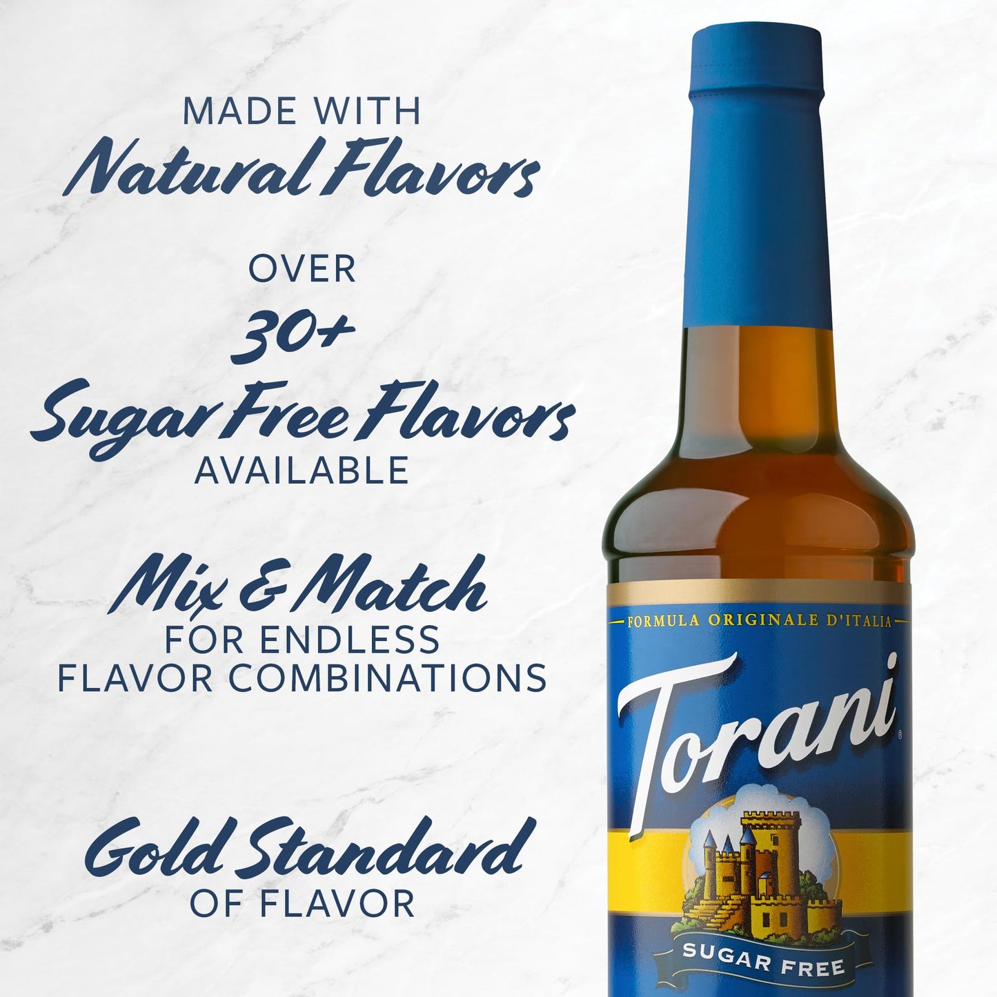 Torani Sugar Free Flavored Drink Syrup Soda Flavors Variety Pack, Raspberry, Coconut, Strawberry & Peach, 25.4 fl oz, (Set of 4)