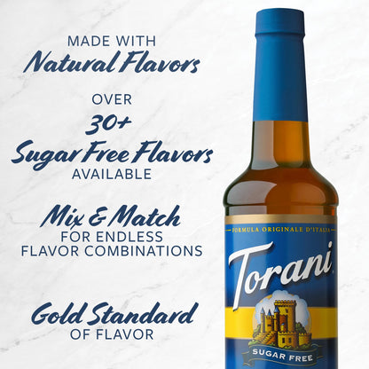 Torani Sugar Free Flavored Drink Syrup Soda Flavors Variety Pack, Raspberry, Coconut, Strawberry & Peach, 25.4 fl oz, (Set of 4)