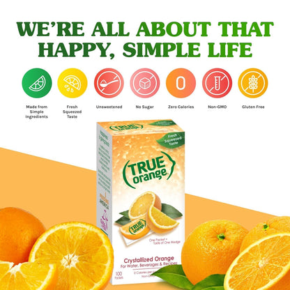 True Orange 100ct (Pack of 1) - Water Enhancer - Bulk Dispenser - 0 Calorie Drink Mix Packets For Water - Orange Flavoring Powder Packets