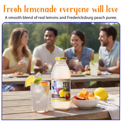 Texas mADE Fredericksburg Peach Lemonade, Lemonade Made with Pure Cane Sugar and Peach Flavor, No Preservatives, Texas Crafted Lemonade, 16 fl oz, Pack of 12