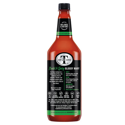 Mr & Mrs T Bold & Spicy Bloody Mary Mix, 1 L bottle (Pack of 4), Spicy Cocktail Juice Mixer, Bold Flavors, Perfect for Bloody Mary and Mocktail Drinks