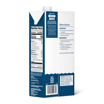 Amazon Grocery, Chicken Broth, 35% Less Sodium, 32 Oz
